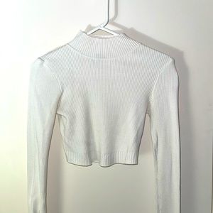 White turtle neck crop top by misguided size 6